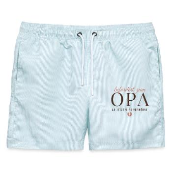 Befördert zum Opa – Elegant - Männer Badeshorts - hellblau gestreift - Vorne - AI Model Male 178 light (178cm)