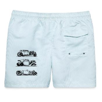 rats invasion - Männer Badeshorts - hellblau gestreift - Hinten - AI Model Male 178 light (178cm)