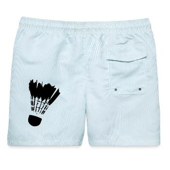 Badminton Federball - Männer Badeshorts - hellblau gestreift - Hinten - AI Model Male 178 light (178cm)