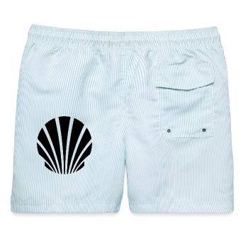 Jakobsmuschel Positiv - danny alexander lettkemann - Männer Badeshorts - hellblau gestreift - Hinten - AI Model Male 178 light (178cm)