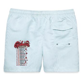 Glühwein Zähler – Lustiger Weihnachtsspruch - Männer Badeshorts - hellblau gestreift - Hinten - AI Model Male 178 light (178cm)