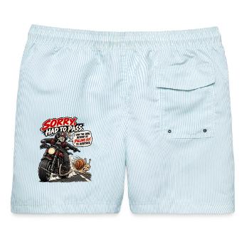 Überhole, eine Schnecke überholt mich. Biker-Humor - Männer Badeshorts - hellblau gestreift - Hinten - AI Model Male 178 light (178cm)