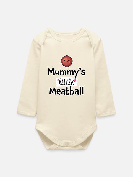 Mamas kleines Fleischbällchen – Baby- und Kinderkleidung - Baby Organic Langarmbody - Natur