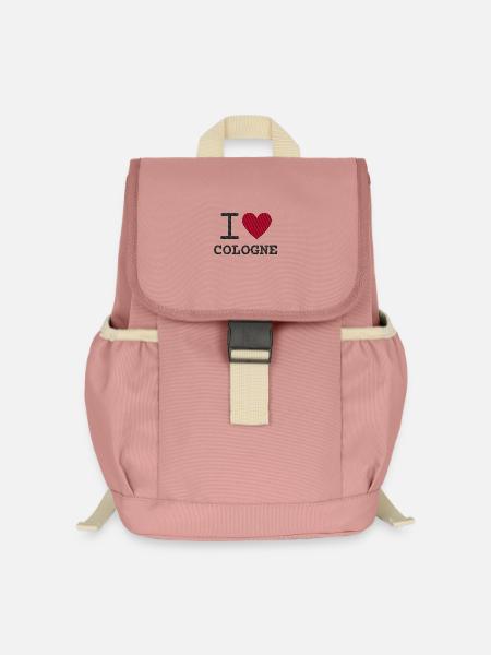 Ich liebe Köln bestickt - Kinder Recycelter Rucksack - Altrosa