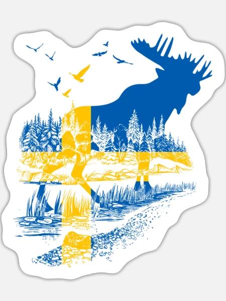 SCHWEDEN ELCH - Sticker Größe XL (35 x 35 cm) - Mattweiß