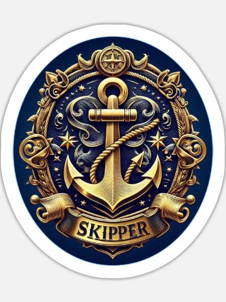 Skipper Logo - Sticker Größe XL (35 x 35 cm) - Mattweiß