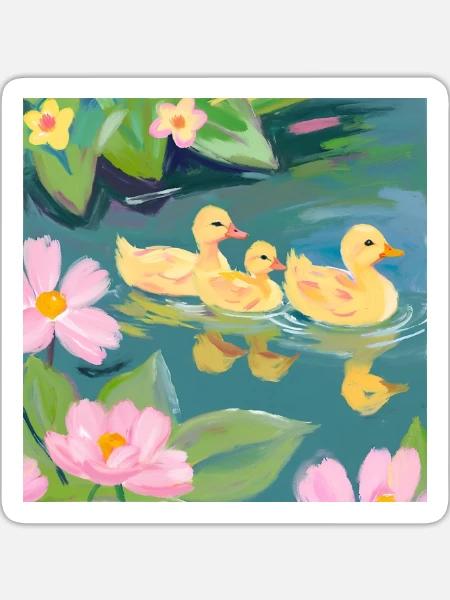 Entchen - Sticker Größe XL (35 x 35 cm) - Mattweiß