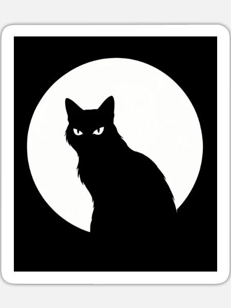 Katze Vollmond - Sticker Größe XL (35 x 35 cm) - Mattweiß