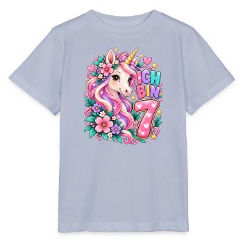 Ich Bin 7 Einhorn 7. Geburtstag Mädchen - Stanley/Stella Kinder T-Shirt MINI CREATOR  - Lavendel-Violett - Vorne - Braiden (125cm)