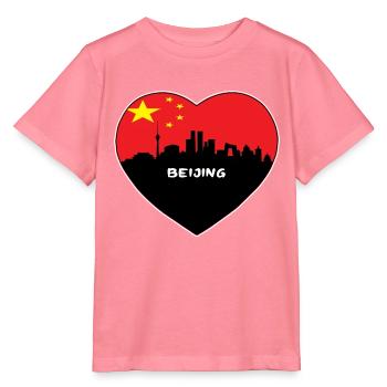 Peking-China-Flaggen-Skyline-Reise-Souvenir - Stanley/Stella Kinder T-Shirt MINI CREATOR  - Pink  - Vorne