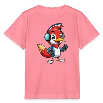 Woodpecker Lustige Zeichentrickfigur Kopfhörermusik - Stanley/Stella Kinder T-Shirt MINI CREATOR  - Pink  - Vorne