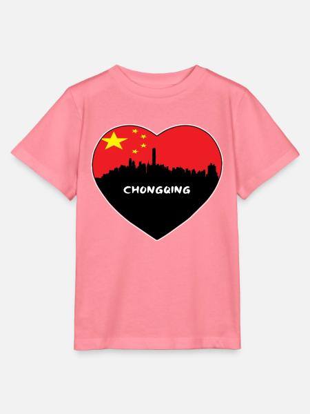 Flaggen-Skyline-Reise-Andenken Chongqings China - Stanley/Stella Kinder T-Shirt MINI CREATOR - Pink