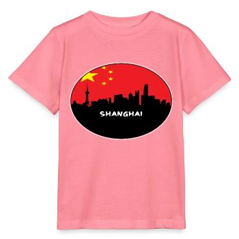 Shanghai-China-Flaggen-Skyline-Schattenbild-Reise - Stanley/Stella Kinder T-Shirt MINI CREATOR  - Pink  - Vorne