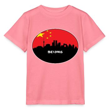 Peking-China-Flaggen-Skyline-Schattenbild-Reise - Stanley/Stella Kinder T-Shirt MINI CREATOR  - Pink  - Vorne