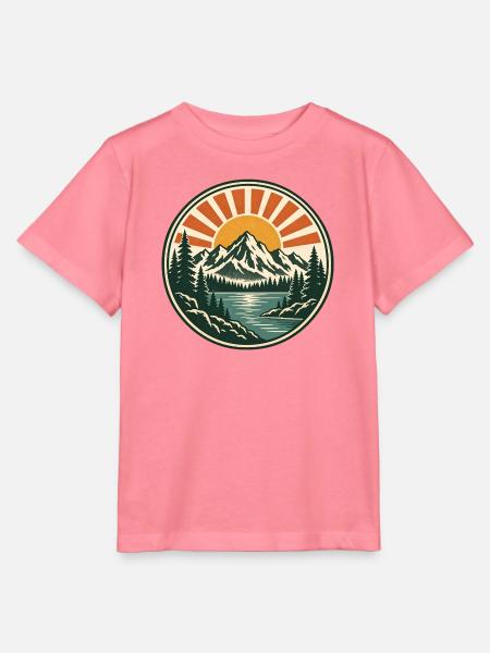 Bergsee Sonnenaufgang Retro Sticker - Stanley/Stella Kinder T-Shirt MINI CREATOR - Pink
