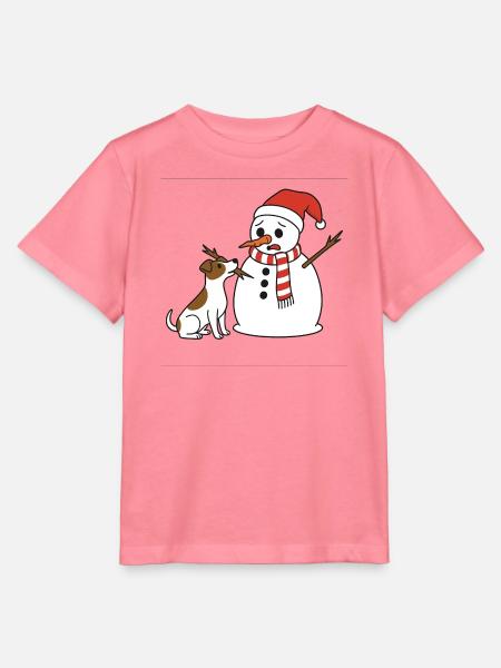 Jack Russell klaut Schneemann den Stockarm - Stanley/Stella Kinder T-Shirt MINI CREATOR - Pink