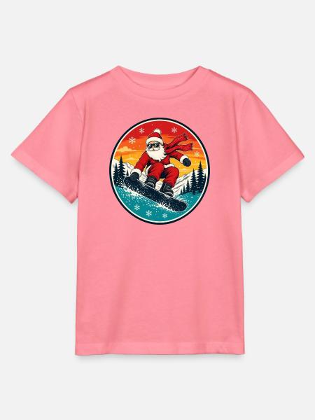 Cooler Weihnachtsmann beim Snowboarden Retro - Stanley/Stella Kinder T-Shirt MINI CREATOR  - Pink 