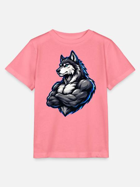 Wolf Comic Muskeln - Stanley/Stella Kinder T-Shirt MINI CREATOR  - Pink 