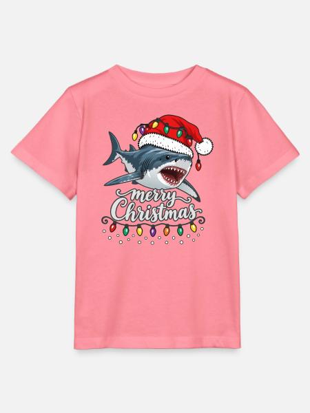 Weihnachtshai mit Lichterkette Hai - Stanley/Stella Kinder T-Shirt MINI CREATOR - Pink