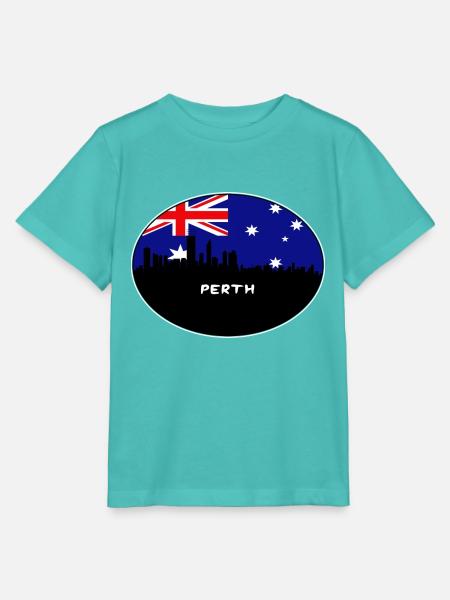 Perth-Australien-Flaggen-Skyline-Schattenbild-Reise - Stanley/Stella Kinder T-Shirt MINI CREATOR  - Poolblau