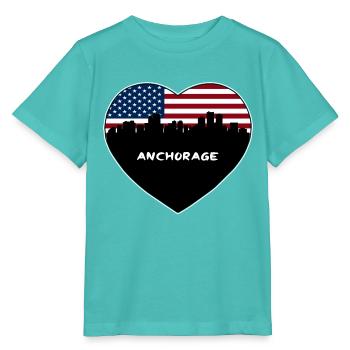 Anchorage Alaska USA Flagge Skyline Reise Souvenir - Stanley/Stella Kinder T-Shirt MINI CREATOR  - Poolblau - Vorne