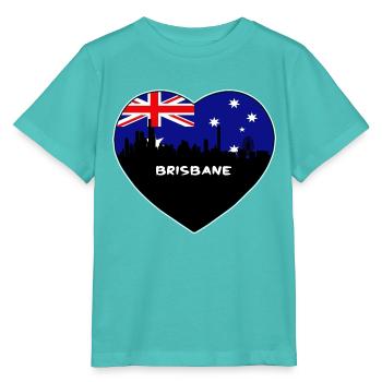 Brisbane Australien Flagge Skyline Reise Souvenir - Stanley/Stella Kinder T-Shirt MINI CREATOR  - Poolblau - Vorne