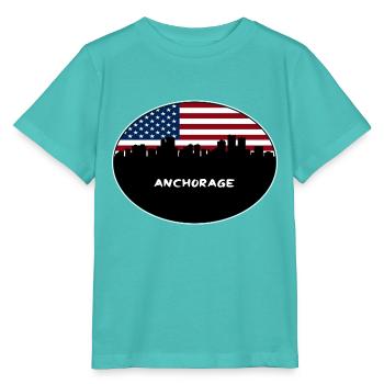 Anchorage Alaska USA Flagge Skyline Reise Souvenir - Stanley/Stella Kinder T-Shirt MINI CREATOR  - Poolblau - Vorne