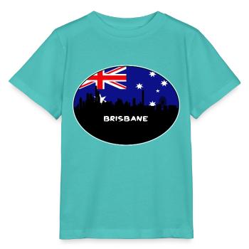 Brisbane Australien Flagge Skyline Silhouette Reisen - Stanley/Stella Kinder T-Shirt MINI CREATOR  - Poolblau - Vorne