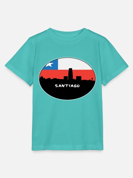 Santiago-Chile-Flaggen-Skyline-Schattenbild-Reise - Stanley/Stella Kinder T-Shirt MINI CREATOR - Poolblau