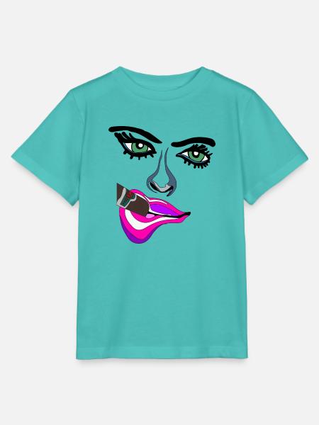 Pop-Art Neonlippen Gesicht - Stanley/Stella Kinder T-Shirt MINI CREATOR - Poolblau