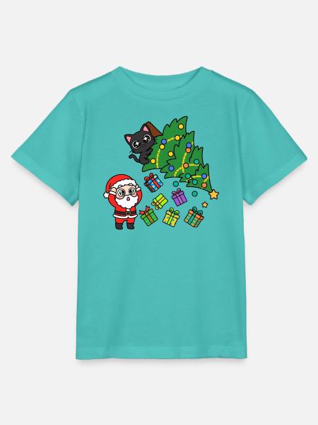 KatzenWeihnachtsbaum & Geschenke - Stanley/Stella Kinder T-Shirt MINI CREATOR - Poolblau