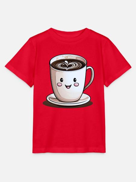 Lächelnde Tasse Kaffee - Stanley/Stella Kinder T-Shirt MINI CREATOR - Rot