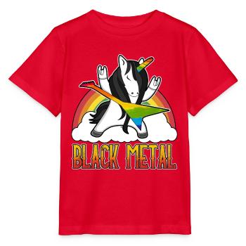 Black Metal Deathmetal Metalcore Rocker Unicorn - Stanley/Stella Kinder T-Shirt MINI CREATOR  - Rot - Vorne - Jaiden (125cm)
