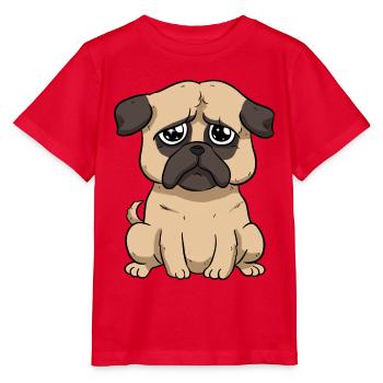 Trauriger Mops - Stanley/Stella Kinder T-Shirt MINI CREATOR  - Rot - Vorne - Jaiden (125cm)