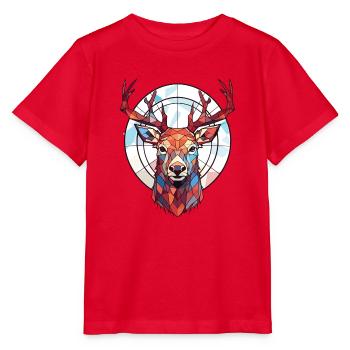 Rothirsch Bunte Aquarell-Tierillustration - Stanley/Stella Kinder T-Shirt MINI CREATOR  - Rot - Vorne - Jaiden (125cm)