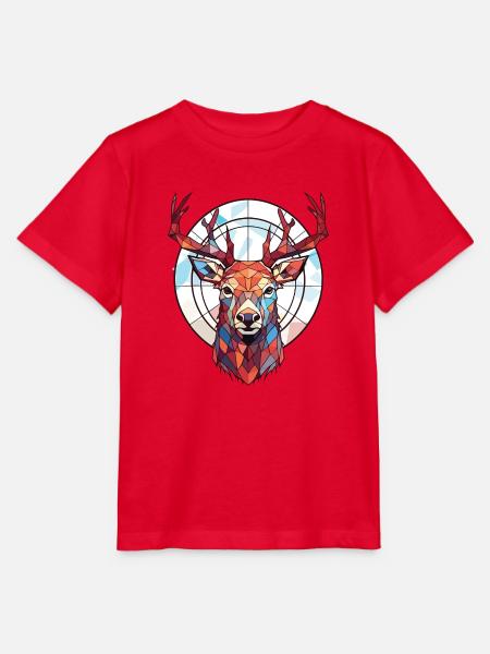 Rothirsch Bunte Aquarell-Tierillustration - Stanley/Stella Kinder T-Shirt MINI CREATOR - Rot