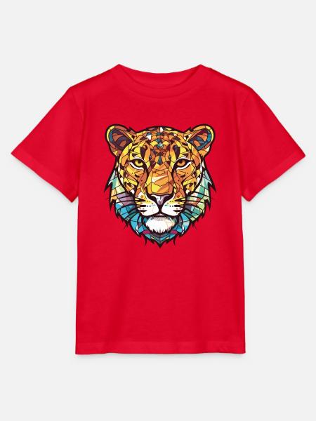 Knurrendes Grinsen Leopard Buntes Aquarelltier - Stanley/Stella Kinder T-Shirt MINI CREATOR  - Rot