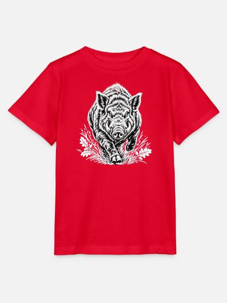 Wilder Wildschwein Linienzeichnung - Stanley/Stella Kinder T-Shirt MINI CREATOR  - Rot