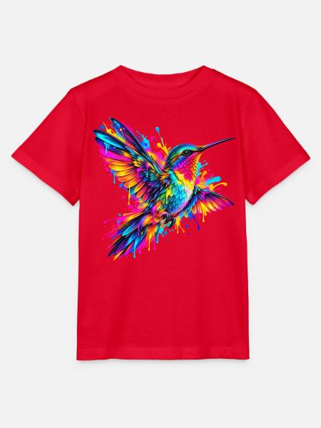 Kolibri – Buntes Neon Graffiti Vogelmotiv - Stanley/Stella Kinder T-Shirt MINI CREATOR - Rot