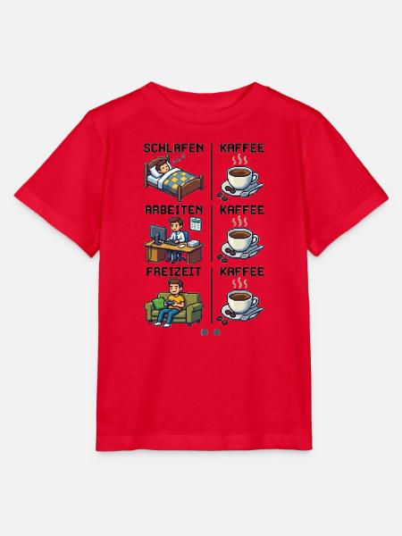 Schlafen-_Kaffee-_Arbeiten-_Kaffee-_Freizeit-_K - Stanley/Stella Kinder T-Shirt MINI CREATOR - Rot