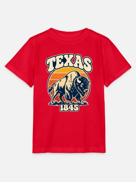 Texas Bison Sunset 1845 - Stanley/Stella Kinder T-Shirt MINI CREATOR - Rot
