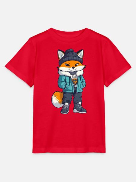 Fuchs mit Winterjacke und Mütze - Stanley/Stella Kinder T-Shirt MINI CREATOR - Rot
