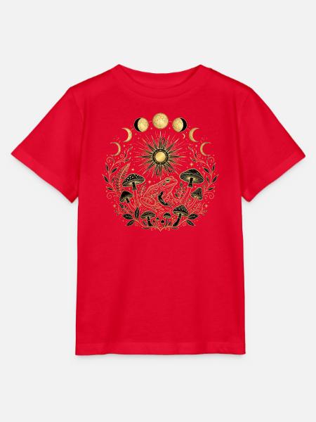 Goldene Kröte mit Pilzen und Mondphasen - Stanley/Stella Kinder T-Shirt MINI CREATOR - Rot