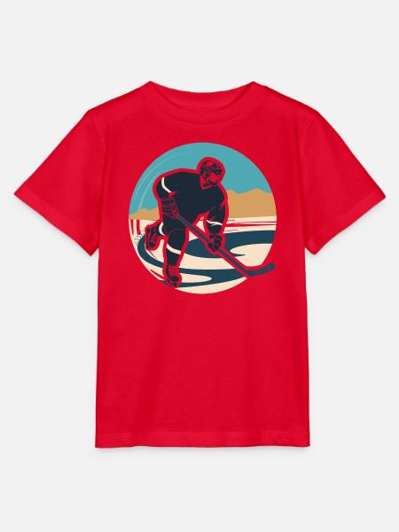Eishockeyspieler Grafik - Stanley/Stella Kinder T-Shirt MINI CREATOR - Rot