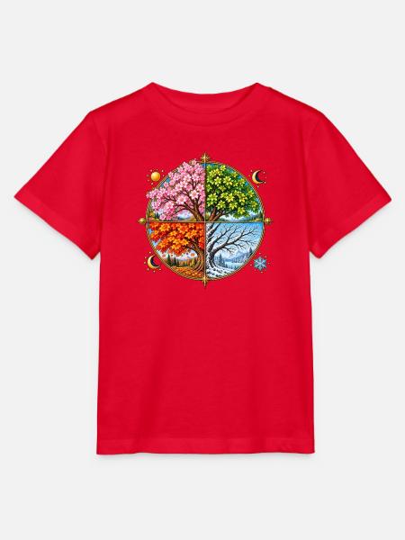 Vier Jahreszeiten Baumkreis - Stanley/Stella Kinder T-Shirt MINI CREATOR - Rot