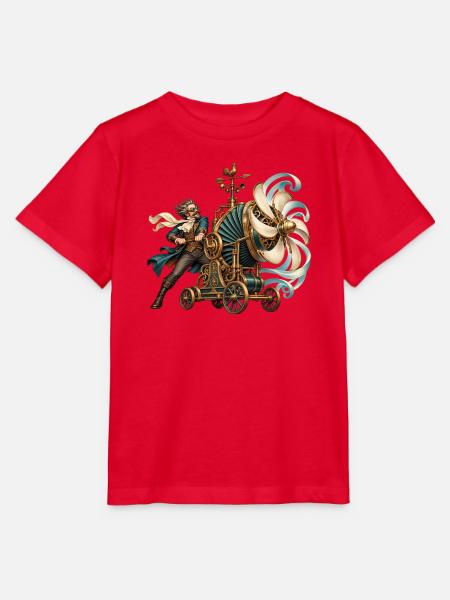 Steampunk-Erfinder an der Windmaschine - Stanley/Stella Kinder T-Shirt MINI CREATOR - Rot