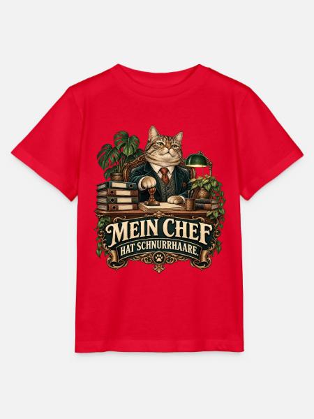 Mein Chef hat Schnurrhaare - Stanley/Stella Kinder T-Shirt MINI CREATOR  - Rot
