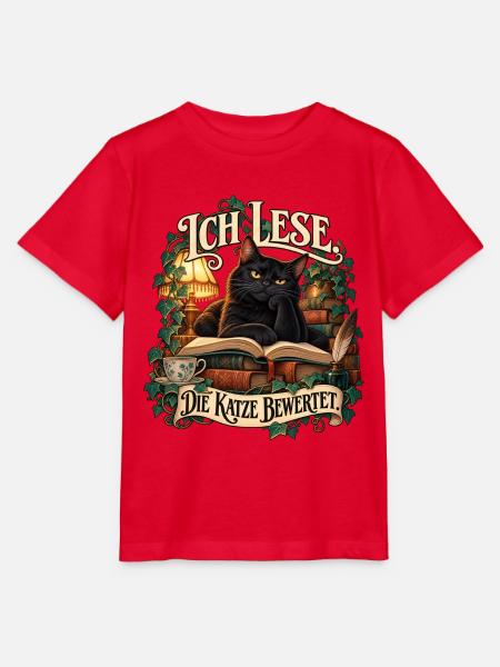 Ich lese. Die Katze bewertet. - Stanley/Stella Kinder T-Shirt MINI CREATOR - Rot