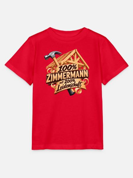 100% Zimmermann Leidenschaft Holzschild - Stanley/Stella Kinder T-Shirt MINI CREATOR - Rot