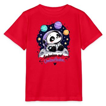 Panda Astronaut auf Umlaufbahn - Stanley/Stella Kinder T-Shirt MINI CREATOR  - Rot - Vorne - Jaiden (125cm)